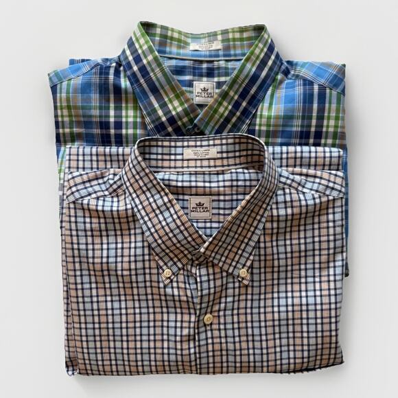 2- Peter Millar Men's X Large 100% Brushed Cotton Button Down Golf Casual Shirt - Picture 1 of 14